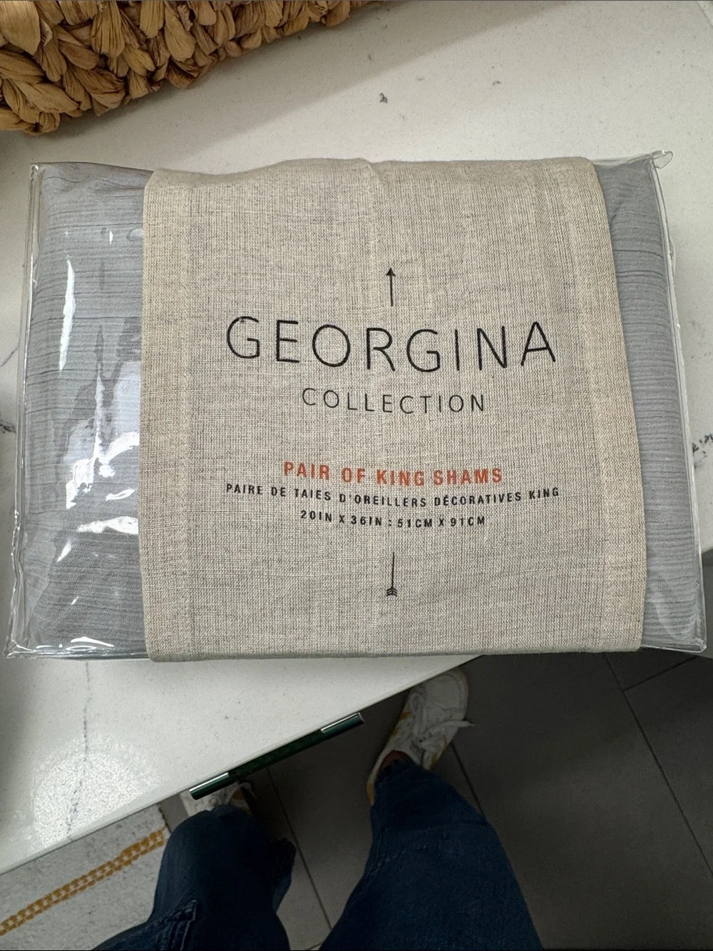 Anthro Georgina Collection pair of king pillow shams gray NWT